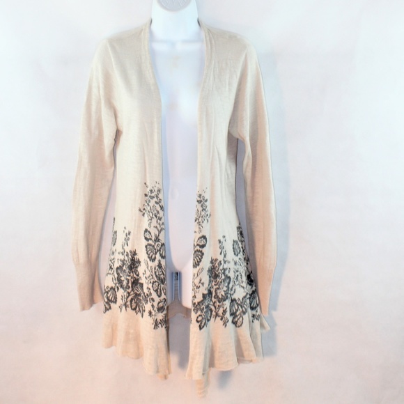 Christina Sweaters - Christina Linen/Cotton Blend Floral Shrug/cardigan